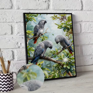 Preview: Diamond Painting Graupapageien